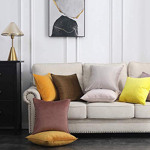 Khooti Decorative Velvet 200 TC Square Cushion Cover Throw Pillow Cover For Living Room Couch Diwan Single Seater Sofa,Colorful Modern Small 28X28 Inches/70X70 Cm (Lemon Yellow)(Set Of 2 Pcs) C2 - Image 5
