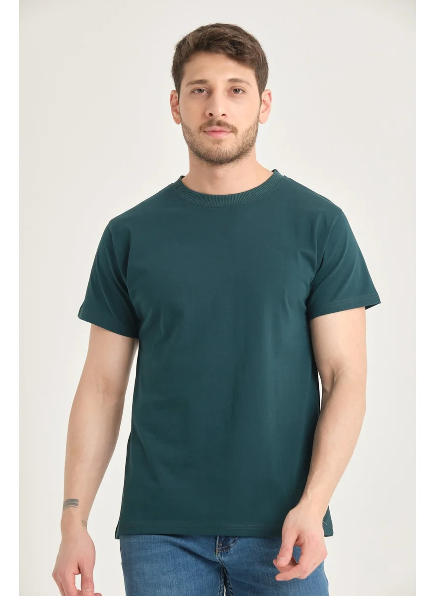 Four Man Men's Cotton Standard Cut Solid Color Basic T-Shirt with Non-Wrinkle Fabric Feature