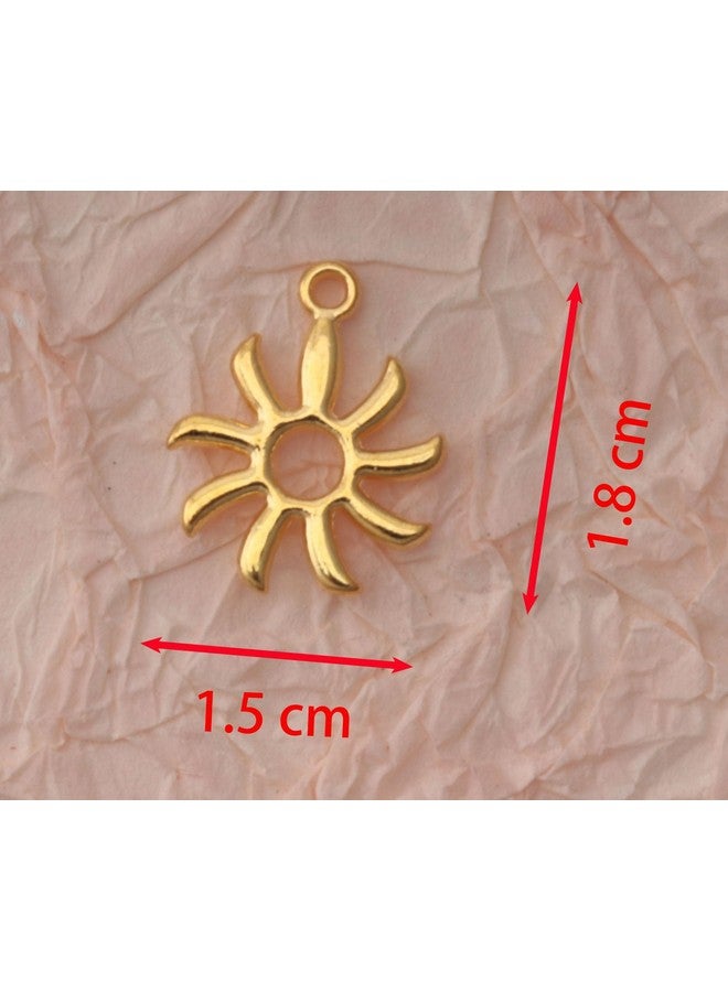 Ruwado 50 Pcs Hollow Sun Charms 1.8 X 1.5 Cm Cute Chic Metal Pendants For Diy Jewelry Making Kit Finding Christmas Decoration Bracelet Necklace Thanksgiving Gift Supplies (Gold) - Image 2
