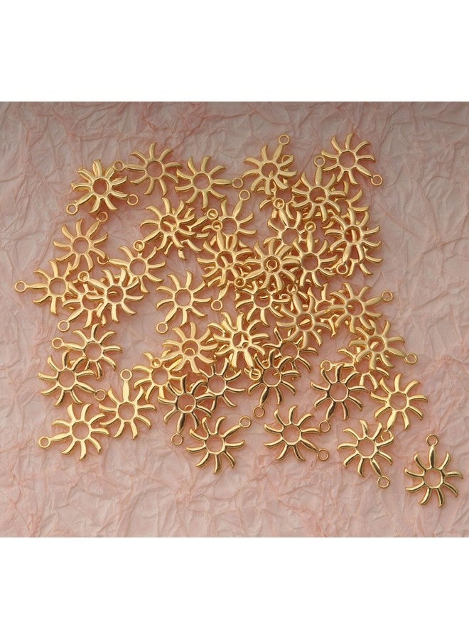 Ruwado 50 Pcs Hollow Sun Charms 1.8 X 1.5 Cm Cute Chic Metal Pendants For Diy Jewelry Making Kit Finding Christmas Decoration Bracelet Necklace Thanksgiving Gift Supplies (Gold) - Image 3