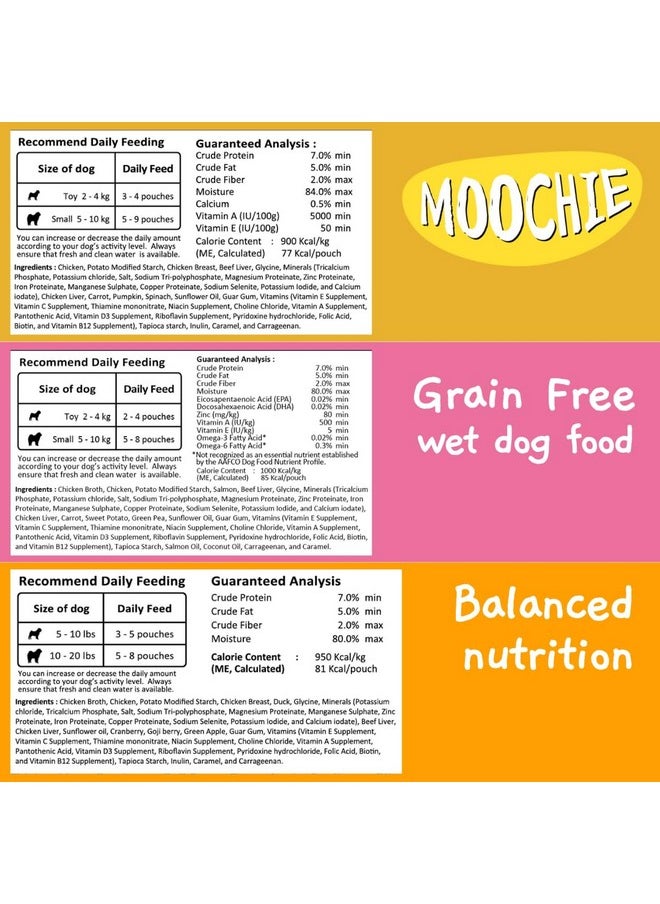 MOOCHIE Soft Wet Dog Food  Superfood Selection  Duck, Salmon & Chicken Liver Flavors  No Artificial Flavors Or Preservative 12 X 2.5 Oz Pouch  - Image 3