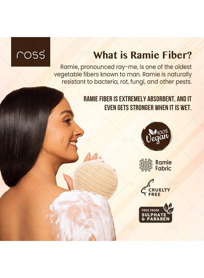 ROSS Natural Ramie Bath Loofah Scrubber Exfoliator For High Lather Cleansing (Pack Of 2) - Image 5