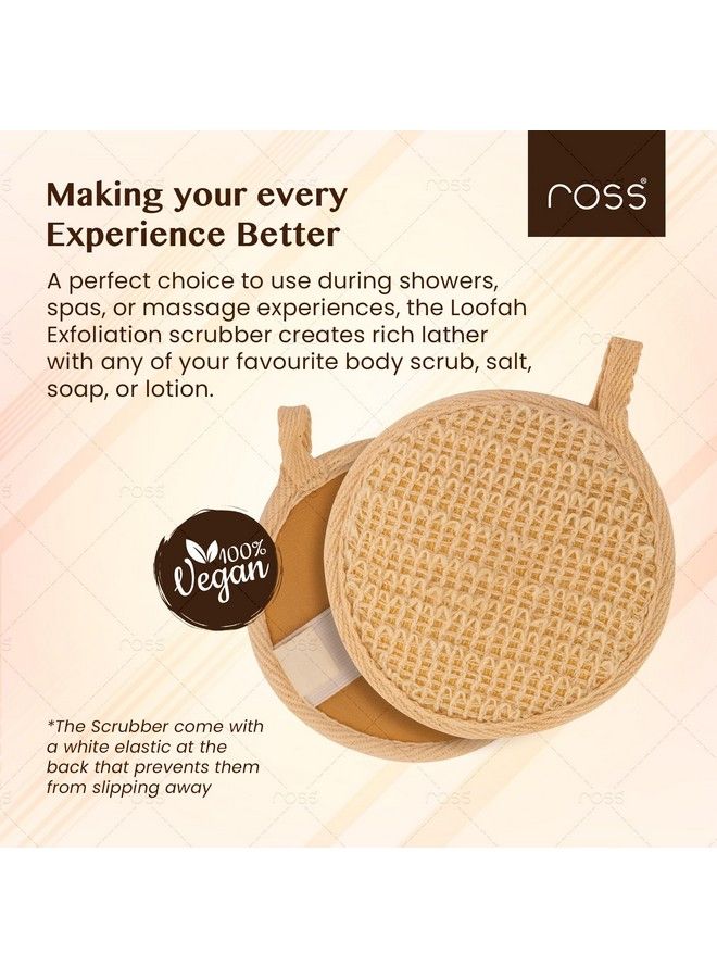 ROSS Natural Ramie Bath Loofah Scrubber Exfoliator For High Lather Cleansing (Pack Of 2) - Image 4