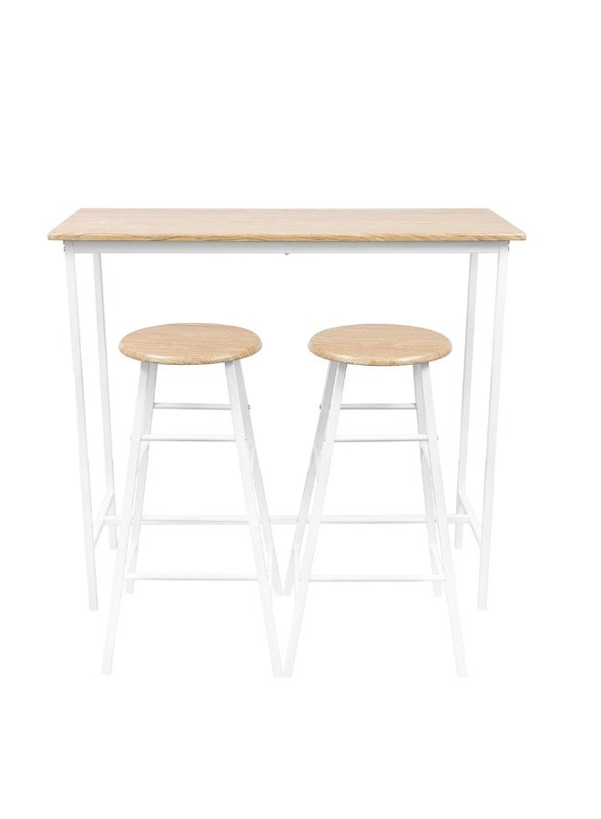 DANUBE HOME طقم طاولة طعام عالية Paloz 1+2 - تصميم أنيق من خشب السونما بلون البلوط/الأبيض، مثالي للمساحات الصغيرة، خشب هندسي ومعدن، أثاث غرفة طعام لجلستين - Image 2