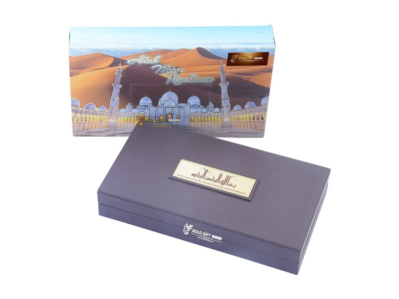 GoldGiftIdeas أفكار هدايا ذهبية إطار صورة كعبة 24 قيراط مطلي بالذهب للهدية، هدية إسلامية، هدية تذكارية خشبية للكعبة، أفضل هدية إسلامية، هدية عيد - Image 3