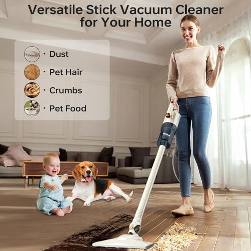 UN1QUE 2 in 1 Handheld & Stick Vacuum Cleaner for Home, 500W Handheld Vacuum with 15000PA Suction, 0.8L Washable HEPA Filter, Adjustable Head, Bagless Dry Vacumming, Deep Clean for Hard Floor, Carpet - Image 3