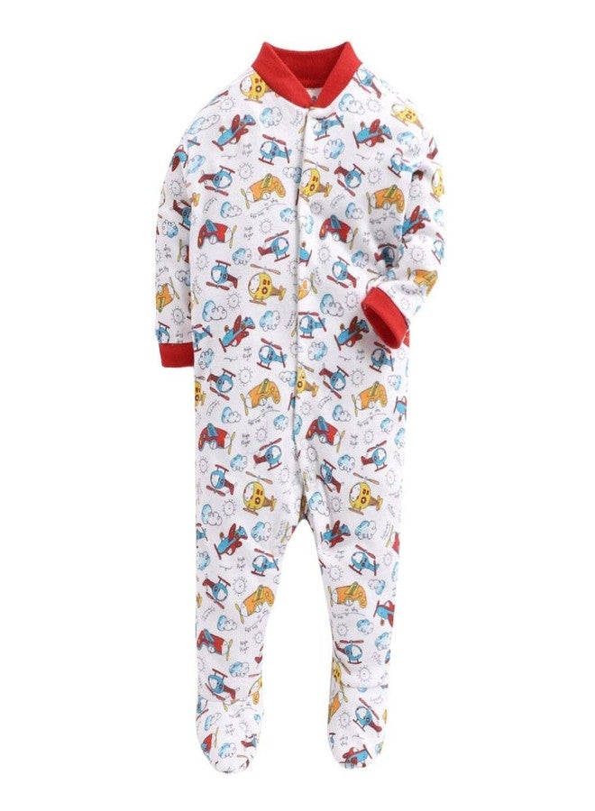 EIO� 100% Cotton Rompers/Sleep suits/Jumpsuit/Night Suits for Baby Boys & Girls, Infants, New Born pack of 3 (9-12 Months, Red) - Image 2