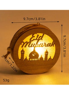 LOOPITYS Eid al Fitr handicraft lamp, a separate style, door hanging decoration Ramadan Mubarak lamp handmade wooden star LED lamp decoration Eid al Fitr decoration Muslim gift Islamic wall table decoration Ramadan gift (prayer)  - Image 2