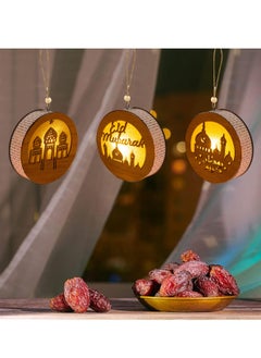 LOOPITYS Eid al Fitr handicraft lamp, a separate style, door hanging decoration Ramadan Mubarak lamp handmade wooden star LED lamp decoration Eid al Fitr decoration Muslim gift Islamic wall table decoration Ramadan gift (prayer)  - Image 1