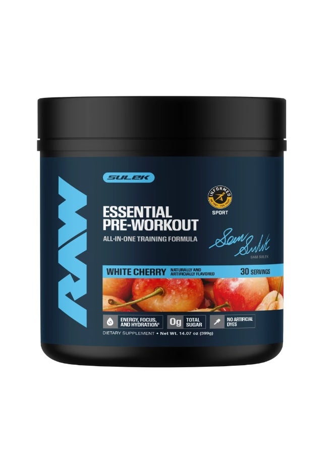 رو Raw Nutrition Essential Pre-Workout، إصدار سام سليك، كرز أبيض، 399 جرام - Image 1