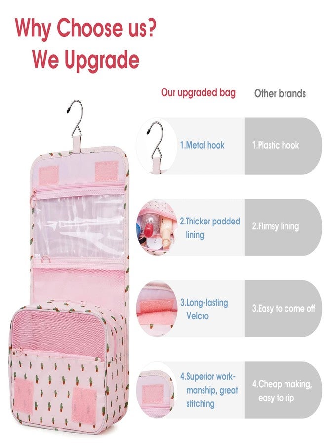 Narwey Hanging Travel Toiletry Bag Cosmetic Make up Organizer for Women and Girls Waterproof (A-Cactus) - Image 5