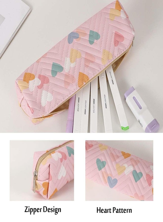 HABUAETY Small Pencil Pouch Cute Makeup Heart Pen Bag Women Office Stationery Comestic Bag - Image 4