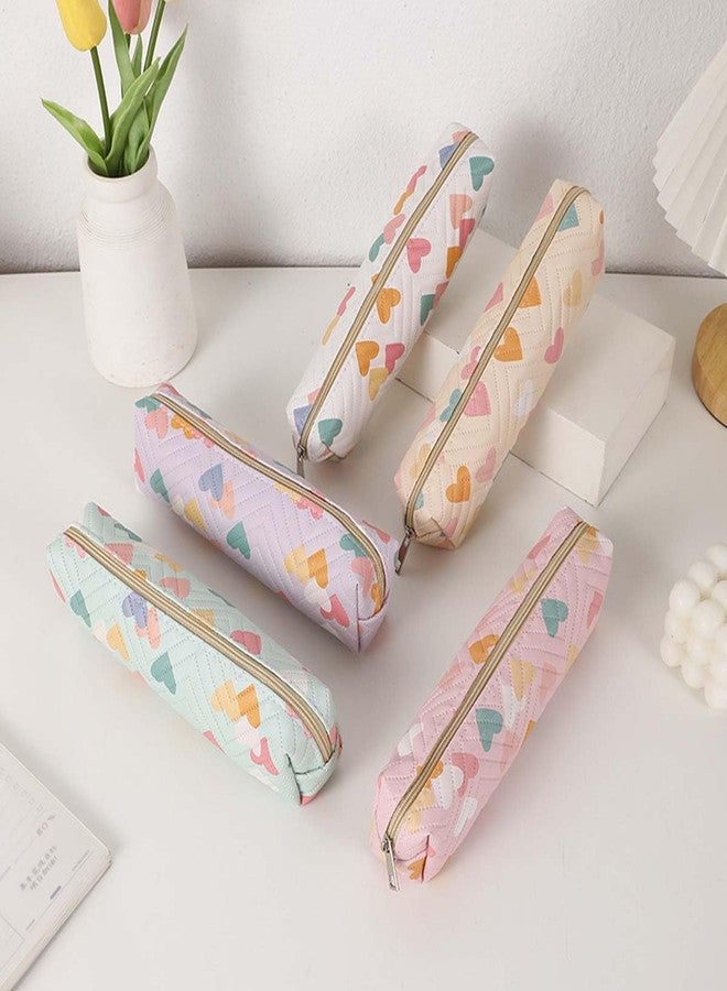 HABUAETY Small Pencil Pouch Cute Makeup Heart Pen Bag Women Office Stationery Comestic Bag - Image 5