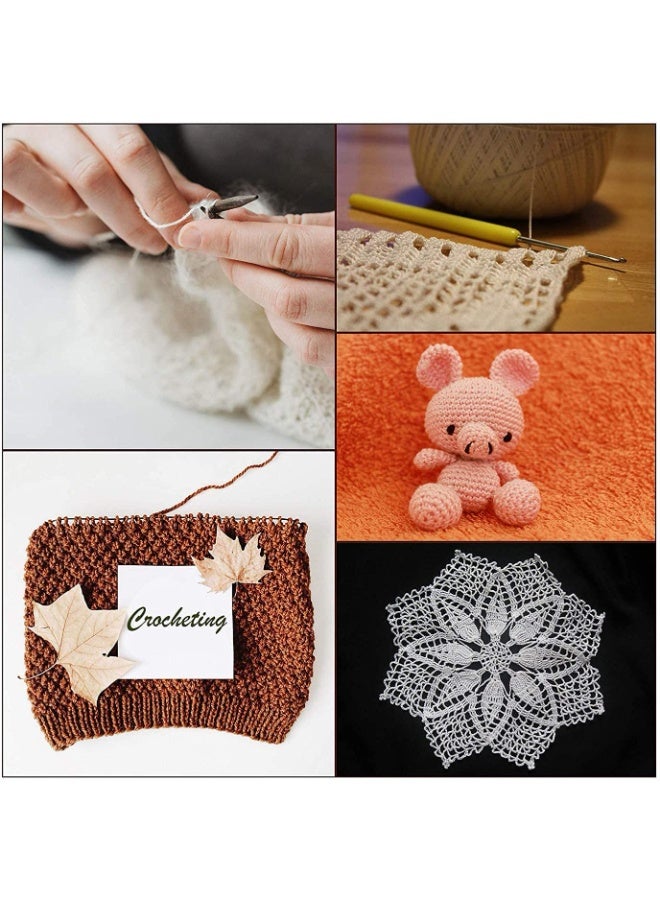 مجموعة خيوط كروشيه من القطن، كرات من خيوط القطن، للتطريز اليدوي، صليب كروشيه، تصميم سادة بألوان متنوعة، خيوط حياكة، خيوط تطريز يدوي (16 قطعة) - Image 5