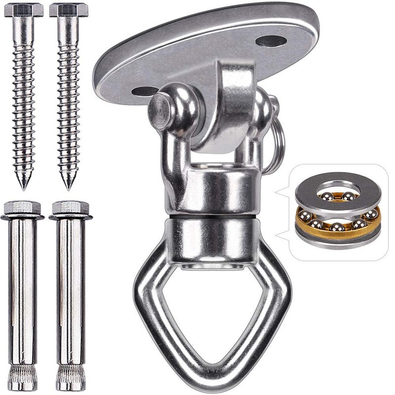 BeneLabel Swing Hanger with Bearing Swivel 800LB Capacity Stainless Steel Ceiling Mount Bracket Hanging Kit for Aerial Silks, Swings, Hammocks, Hanging Chair, Aerial Hoop, Heavy Bag, Yoga Swing