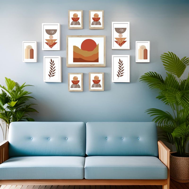 Dev Aastha Solid Beige & White Photo Frame Set for Wall Décor | Set of 11 Rectangular Picture Frames with Plexi Glass | Ideal for Home & Office Use | Perfect for Gifting - Image 1