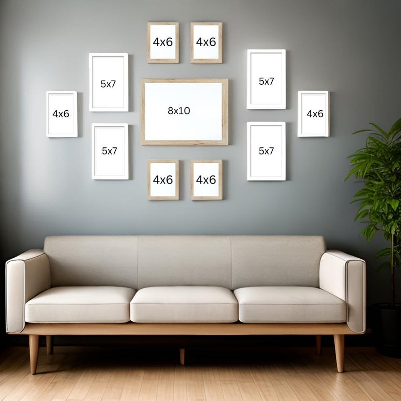 Dev Aastha Solid Beige & White Photo Frame Set for Wall Décor | Set of 11 Rectangular Picture Frames with Plexi Glass | Ideal for Home & Office Use | Perfect for Gifting - Image 5