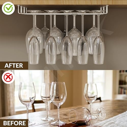 Plantex Wine Glass Rack/Holder Upside Down Hanging Organizer/Glass Hanging Stand for Pubs/Kitchen/Bars (L15.5 x W13 Inches - Triple Line) - Image 5