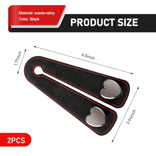 Zosgrew 2 PCS Car Seat Headrest Hook, Suede Cute Heart Shape Metal Double Head Purse Hook, Universal Automotive Seat Back Storage Hanger, Car Accessories for Women (Black) - Image 2
