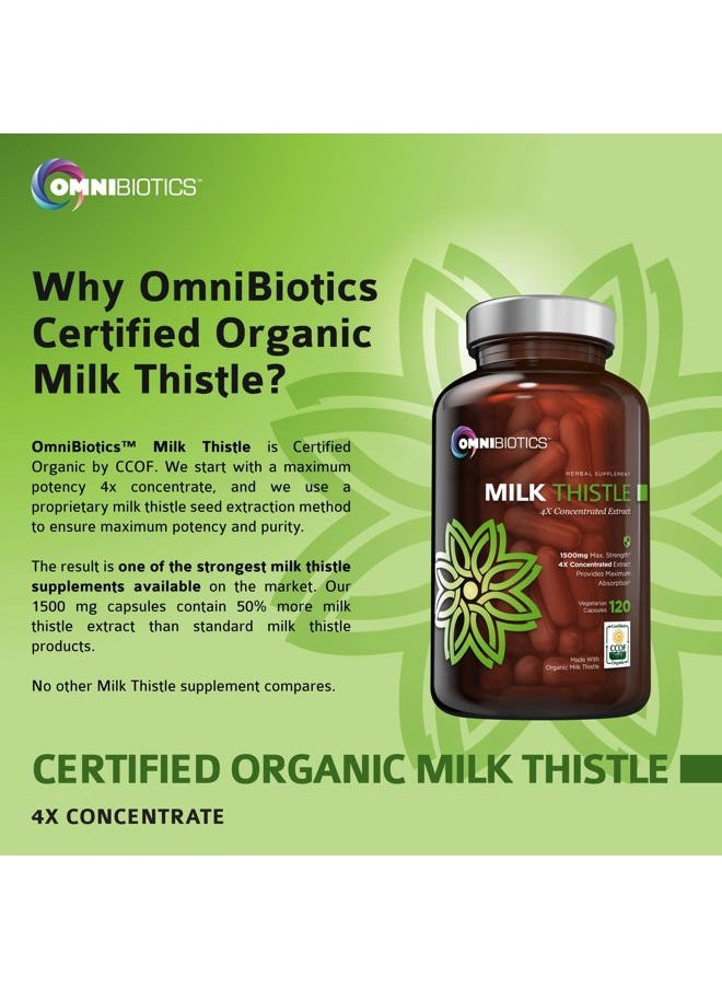 OmniBiotics Organic Milk Thistle Capsules, 1500mg 4X Concentrated Extract with Silymarin is The Strongest Milk Thistle Supplement Available. Great for Liver Cleanse! 120 Vegetarian Capsules  - Image 5