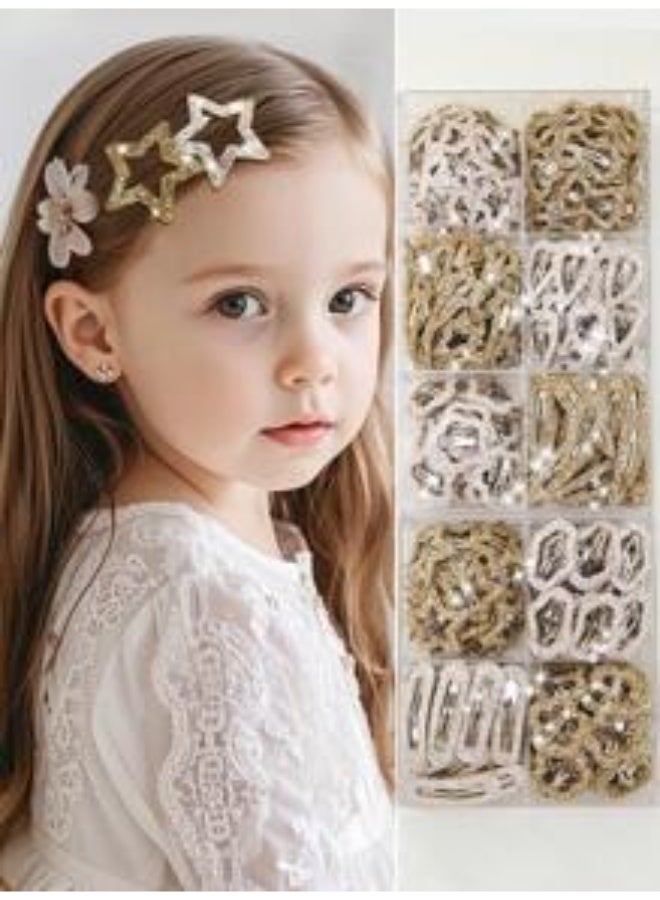 20 Glittery Hair Clips – Glitzy Stars, Flowers, and Clouds Design - Image 1
