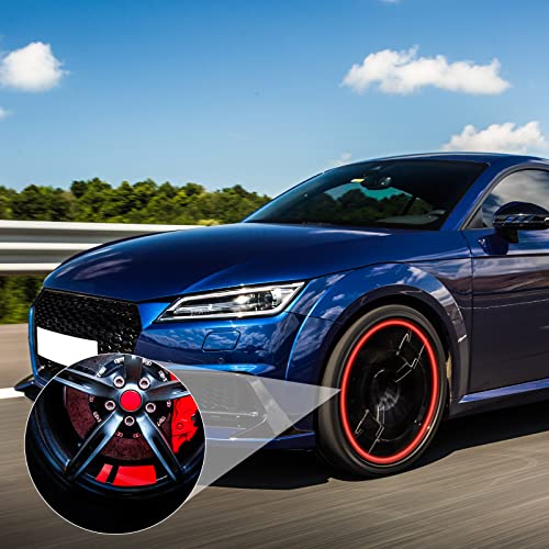 Tallew ملصقات حواف العجلات Tallew 8 قطع ملصقات سيارات لعجلات 18-21 بوصة ملصقات سيارات عاكسة 2.36 × 2.75 بوصة ملصقات سيارات ملصقات شريط هاش زينة أمان حواف الإطارات (أحمر) - Image 4
