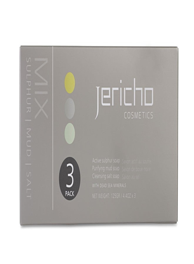 Jericho Dead Sea Soap Bar Variety Pack - 3 Bars (Cleansing, Sulfur, Mud) - Mineral-Rich Face & Body Soaps for All Skin Types, Oily Skin, and Acne Care - 4.4 oz Pack of 3 Bars - Image 2