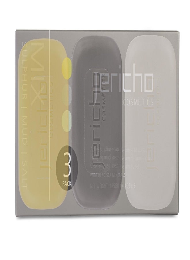 Jericho Dead Sea Soap Bar Variety Pack - 3 Bars (Cleansing, Sulfur, Mud) - Mineral-Rich Face & Body Soaps for All Skin Types, Oily Skin, and Acne Care - 4.4 oz Pack of 3 Bars - Image 3