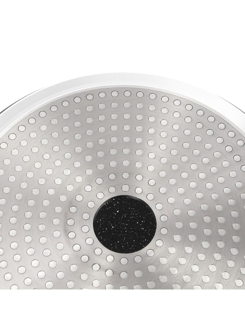 Delcasa 32 cm Die-Cast Aluminum Casserole DC3785 Non-Stick Granite Coating, Silicone Covered Handles, Transparent Glass Lid, Stainless Steel Frame and Knob/ Induction Base - Image 2