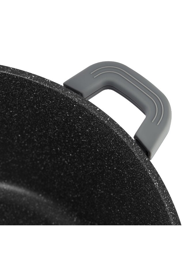 Delcasa 32 cm Die-Cast Aluminum Casserole DC3785 Non-Stick Granite Coating, Silicone Covered Handles, Transparent Glass Lid, Stainless Steel Frame and Knob/ Induction Base - Image 4
