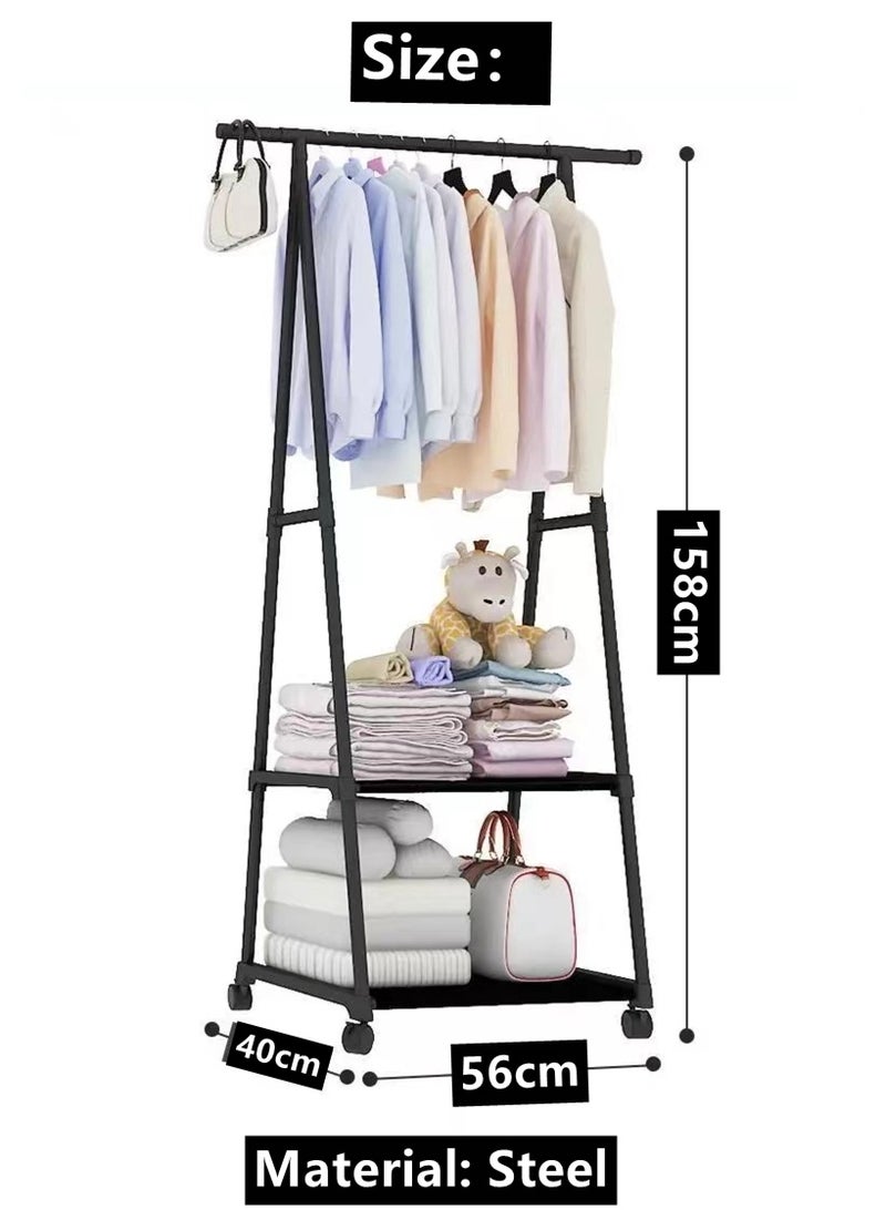 Kutis Multifunction Metal Clothes Stand Hanger And Organizer Black 56X40X158 cm - Image 5