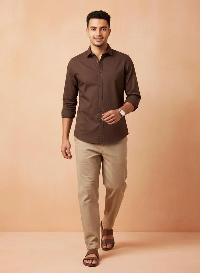 ترولوم قميص رايون سادة بقصة عادية للرجال