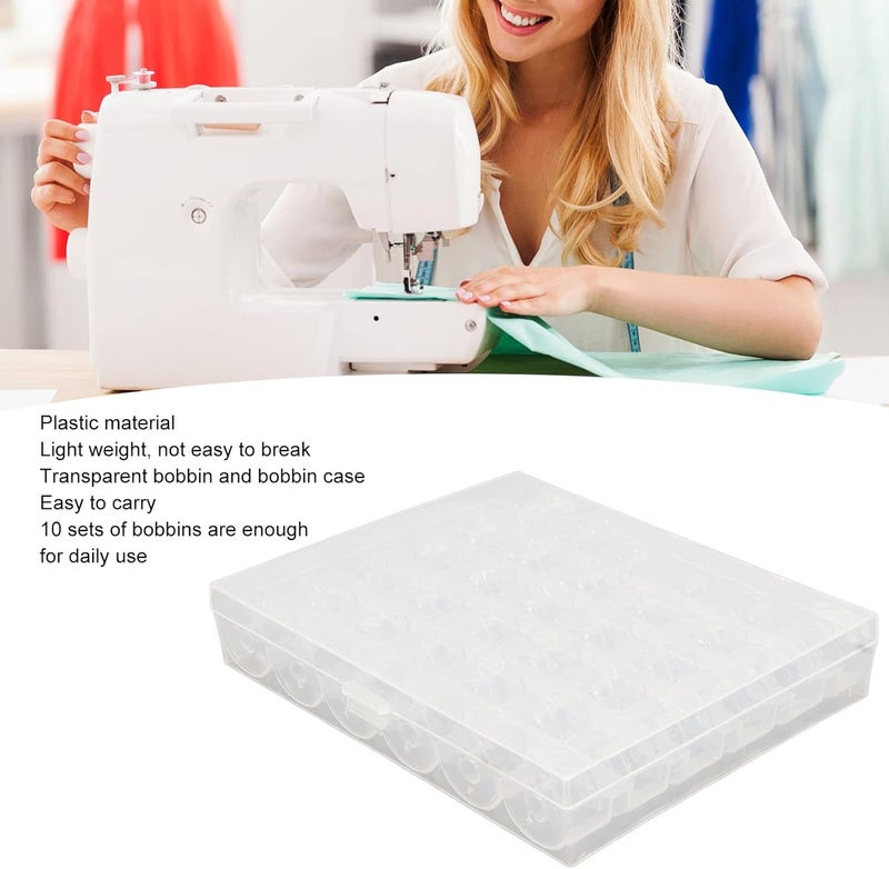 10 Sets Transparent Plastic Bobbins with Case, Sewing Machine Bobbins, Lightweight Clear Bobbins for Household Use, 36 - Compartment Storage Box Included - Image 5
