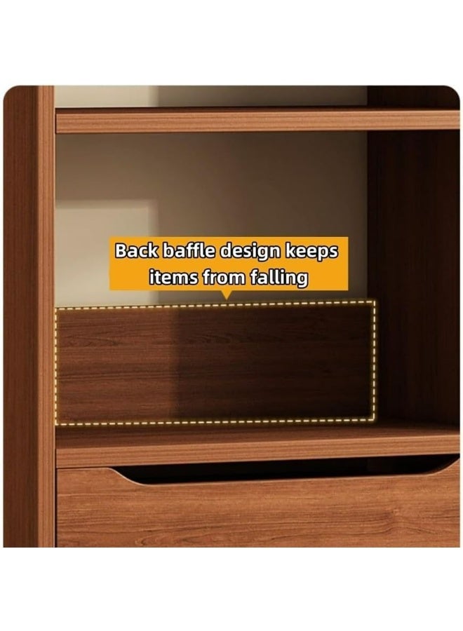 JOMILA Tall bedside table shelf simple and luxurious Nordic style ins minimalist storage small bedside storage cabinet with two drawers 4 storage compartments - Image 3