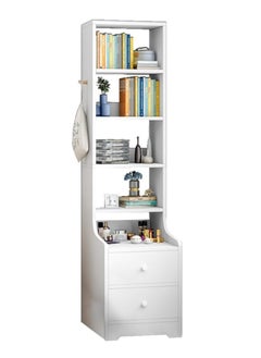 JOMILA Tall bedside table shelf simple and luxurious Nordic style ins minimalist storage small bedside storage cabinet with two drawers 4 storage compartments  - Image 5