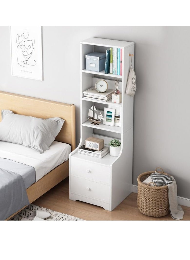 Tall bedside table shelf simple and luxurious Nordic style ins minimalist storage small bedside storage cabinet with two drawers 4 storage compartments - pzsku/Z30332116EF357462BDAEZ/45/_/1716796393/37c63f7d-3631-4261-8199-96b4a485a7c3