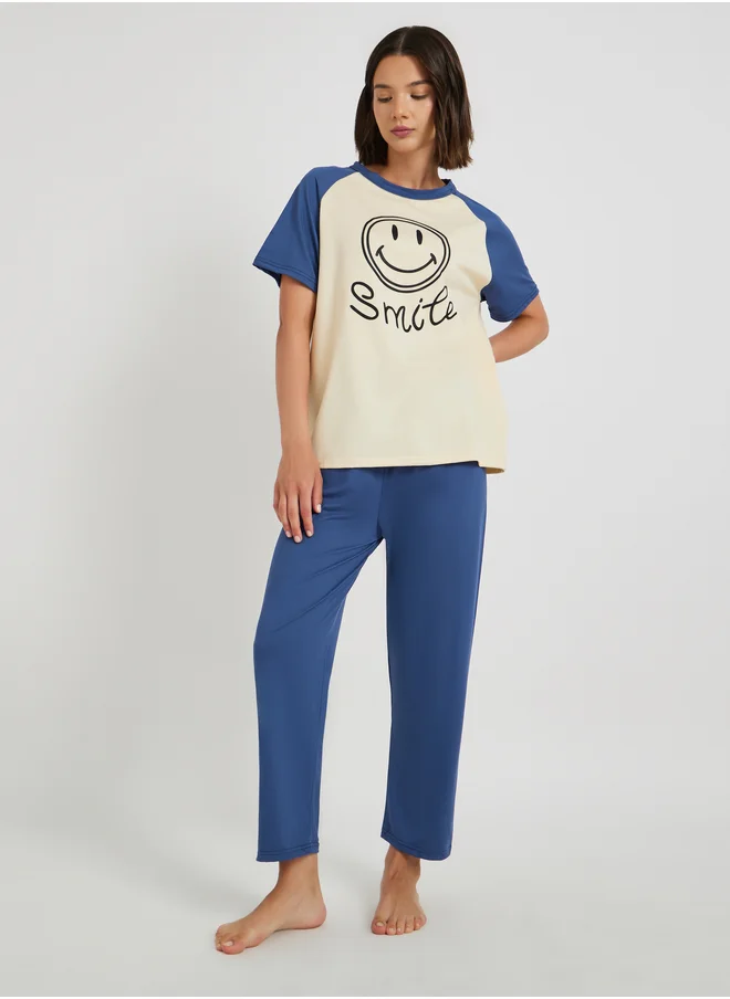 Take Two Take Two Graphic Print T-Shirt and Pyjama Set