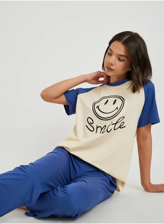 Take Two Take Two Graphic Print T-Shirt and Pyjama Set