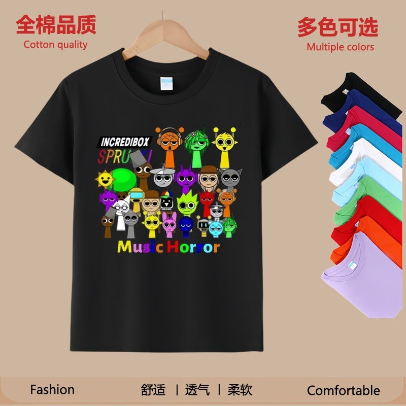 Rhythm Box Sprunki Summer In-Laws Boys' Cotton Short-Sleeved Mid-Large Children'S Multicolor T-Shirt Top Clothes Fashion Brand - Image 4