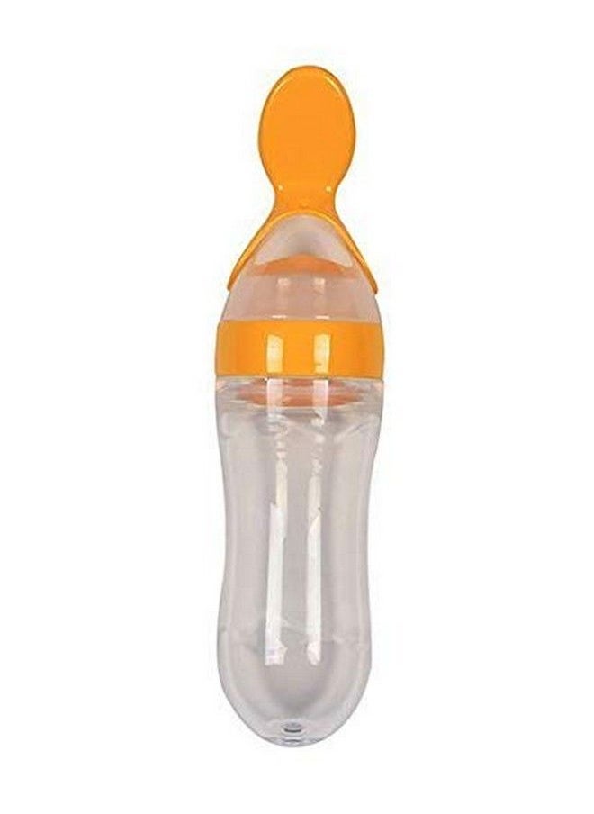 The Little Lookers Infant Baby Squeezy Food Grade Silicone Bottle Feeder & Fruit Shape Silicone Teether With Fruit Pacifier (Squeezy Feeder 'Yellow' + Pacifier 'Yellow' + Teether 'Orange')(Pack Of 3)  - Image 3