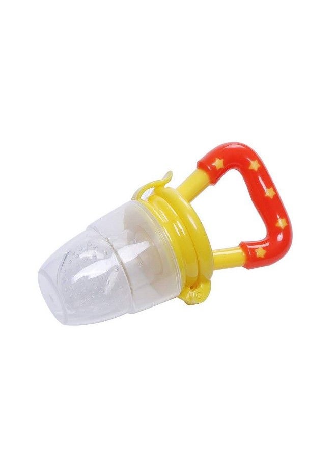 The Little Lookers Infant Baby Squeezy Food Grade Silicone Bottle Feeder & Fruit Shape Silicone Teether With Fruit Pacifier (Squeezy Feeder 'Yellow' + Pacifier 'Yellow' + Teether 'Orange')(Pack Of 3)  - Image 4