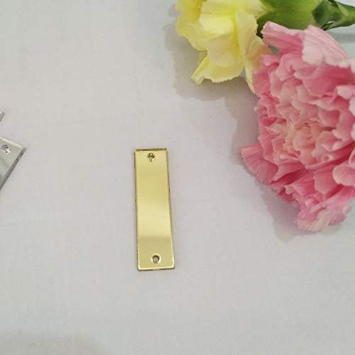 MEYA 50PCS of Sew On Rectangle Acrylic Mirror Beads Mirror Diamante Rhinestone Crystal Flat Back Mirror Beads with Hole Gold 8x30mm - Image 1