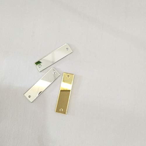 MEYA 50PCS of Sew On Rectangle Acrylic Mirror Beads Mirror Diamante Rhinestone Crystal Flat Back Mirror Beads with Hole Gold 8x30mm - Image 5