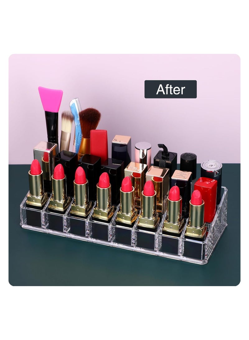 Lipstick Organizer for Vanity,Acrylic Clear Chapstick Lip Gloss Balm Roller Ball Bottle Holder with 24 Slots. - Image 4