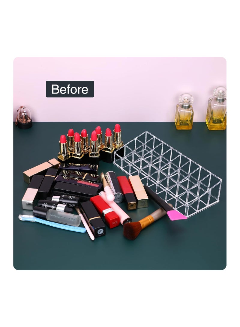 Lipstick Organizer for Vanity,Acrylic Clear Chapstick Lip Gloss Balm Roller Ball Bottle Holder with 24 Slots. - Image 3