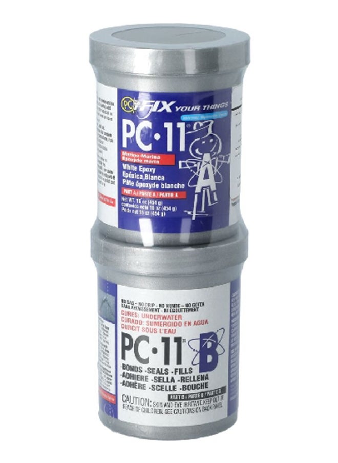 PC Products PC-11 Water-Resistant Two-Part Marine Grade Epoxy Paste White 16 oz 160114 