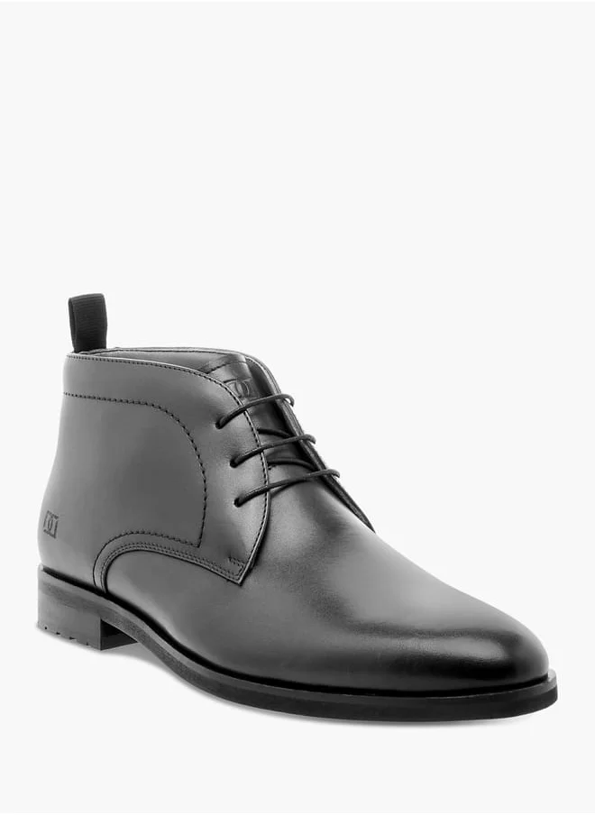 DUCHINI Mens Solid Lace-Up Chukka Boots with Pull Tabs