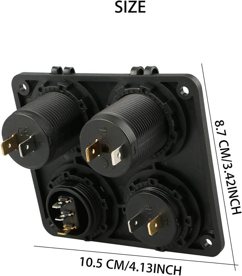 Linkstyle 4 in 1 Charger Socket Panel, 12V 4.2A Dual USB Charger Socket Power Outlet & LED Voltmeter & Cigarette Lighter Socket & LED Lighted ON Off Rocker Toggle Switch for Car Marine Boat RV Truck - Image 5