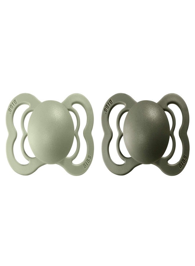 BIBS Pacifiers - Supreme Collection | BPA-Free Baby Pacifier | Made in Denmark | Set of 2 Sage/Hunter Green Color Premium Soothers | Size 0-6 Months - Image 2