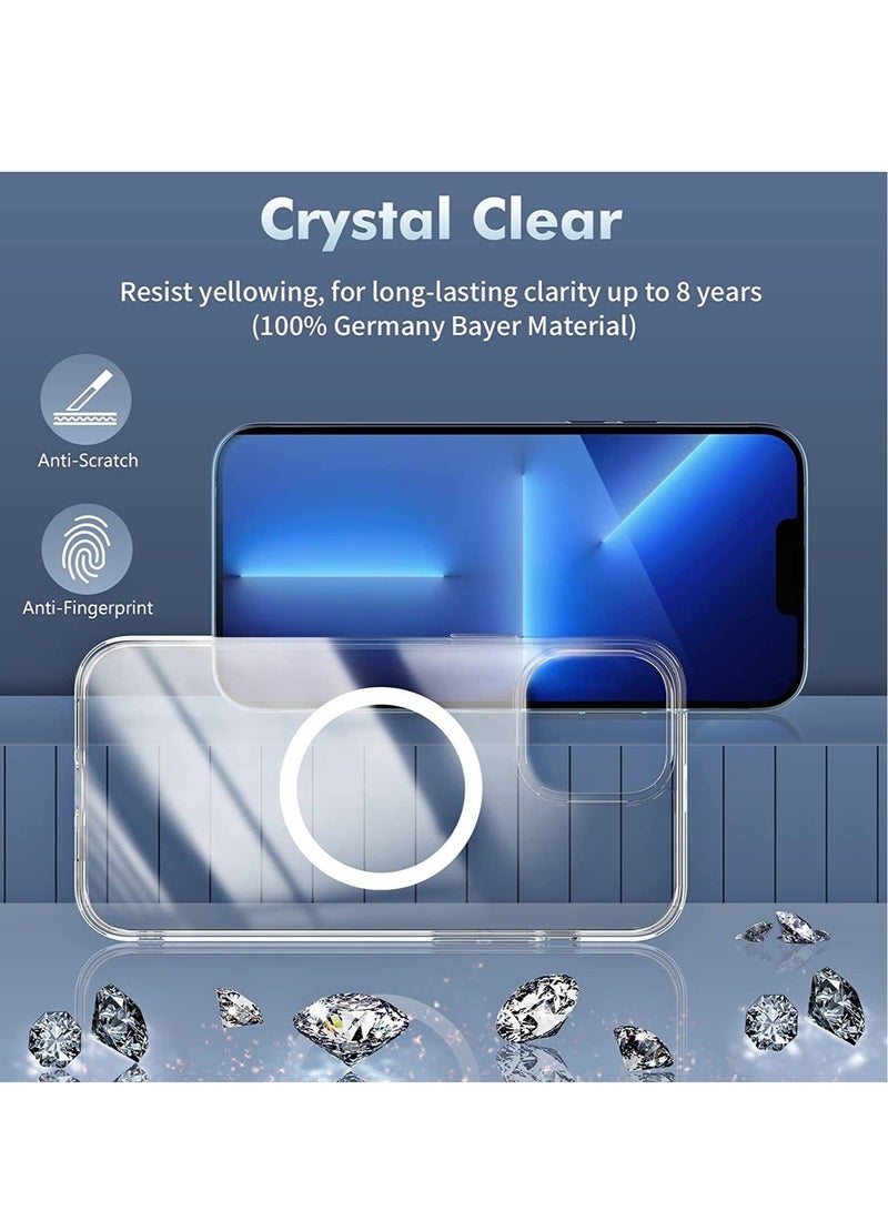 MUNTAQI Magnetic Clear for iPhone 12 Pro Max Compatible with Magsafe[Non-Yellowing] [Military Grade Tested] Hard PC with Soft Edges Cover, Slim Shockproof Case for 12 Pro Max 6.7 Inch,Clear - Image 4